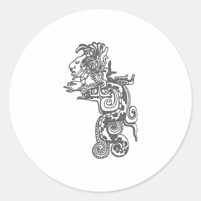 Quetzalcoatl Runder Aufkleber (Vorderseite)