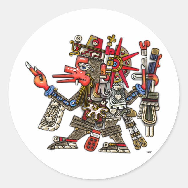 Quetzalcoatl Runder Aufkleber (Vorderseite)