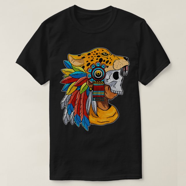 Quetzalcoatl Skull Aztec Warrior Mayan Inca Toltec T-Shirt (Design vorne)