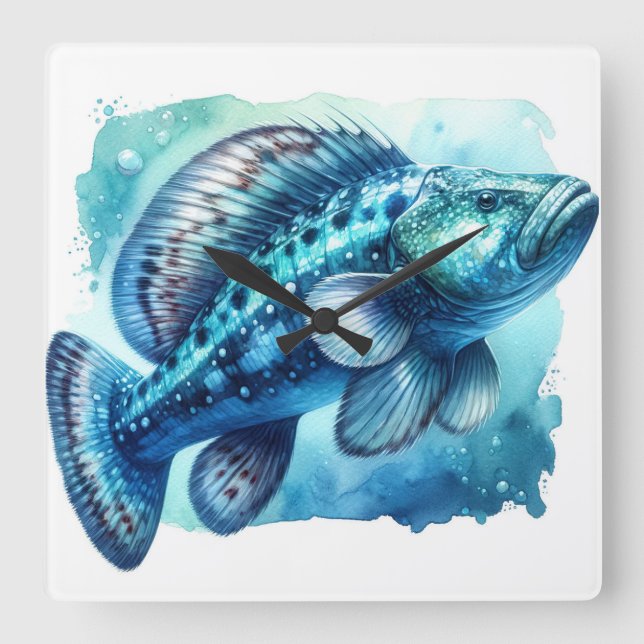 Quetzalcoatlus Flight - Watercolor Quadratische Wanduhr (Vorderseite)