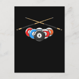 Queue Billardkugeln Retro 8 Ball Spieler Postkarte