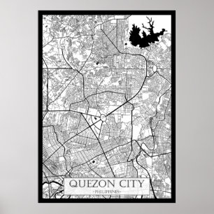Quezon City Philippinen Karte Poster