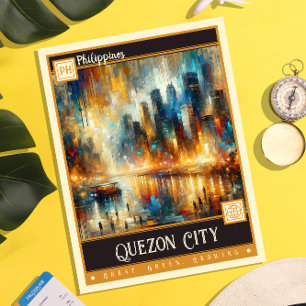 Quezon City, Philippinen   Vintage Malerei Postkarte