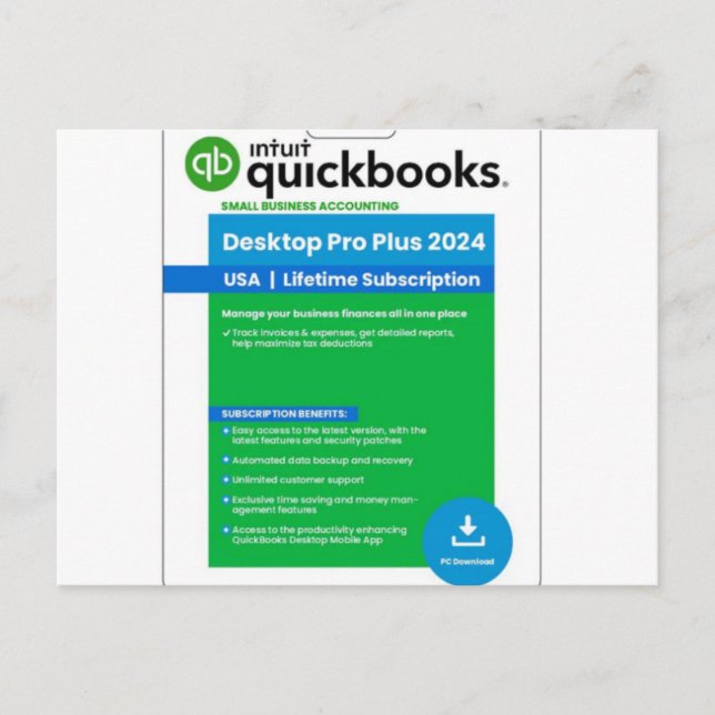 Quickbooks Desktop Pro 2023 - intquickbooks.com Postkarte (Vorderseite)