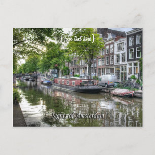 Quiet Canal Scene, Sights of Amsterdam Postkarte