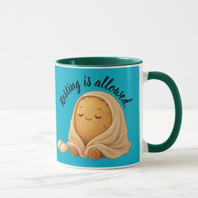 Quiet Cozy Potato Persona Blanket Cartoon Art Tasse (Rechts)