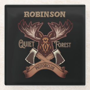 Quiet Forest Motorclub, cooler Fahrradvater person Glasuntersetzer