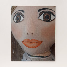 Quiet Gaze — Handcrafted Festival Figure in Flores Puzzle