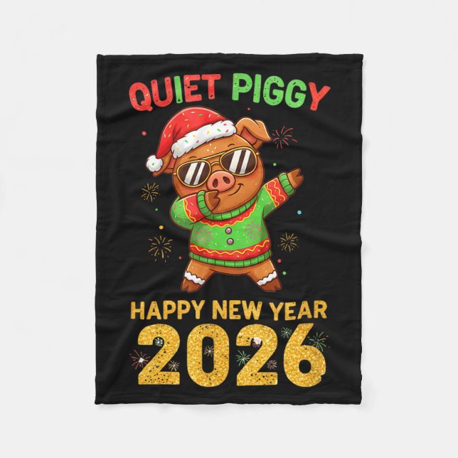 Quiet Ggy Happy New Year 2026 Cute Animal  Fleecedecke (Vorderseite)