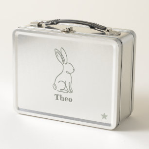 Quiet Luxury Line Art Hase Kinder Personalized Metall Brotdose