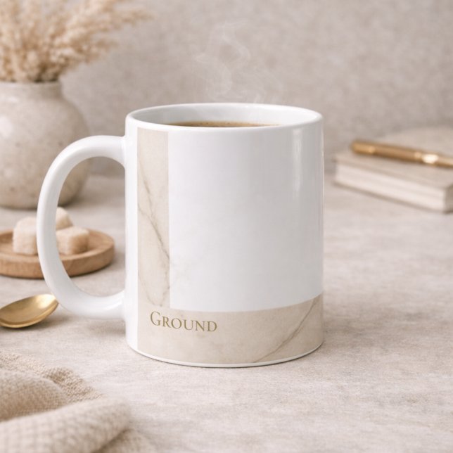 Quiet Marble Ground Classic Mug, 11 oz Kaffeetasse (Off center marble detail defines clean mornings and open desk spaces)
