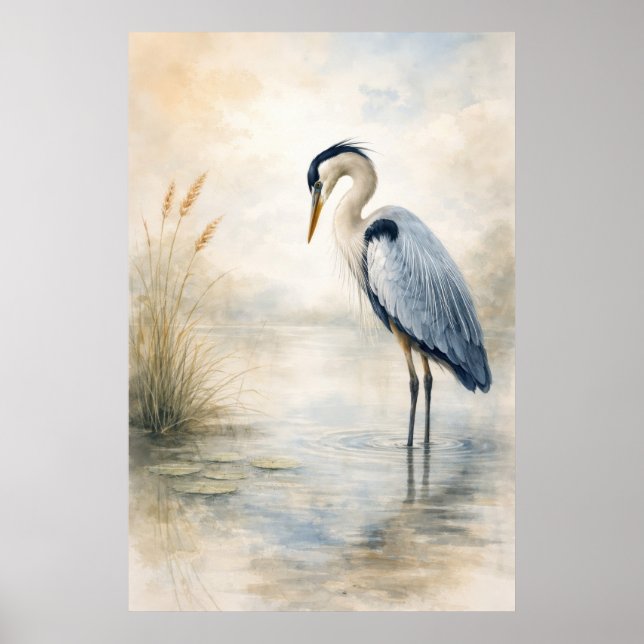Quiet Marsh Heron | Blue Heron | Poster (Vorne)
