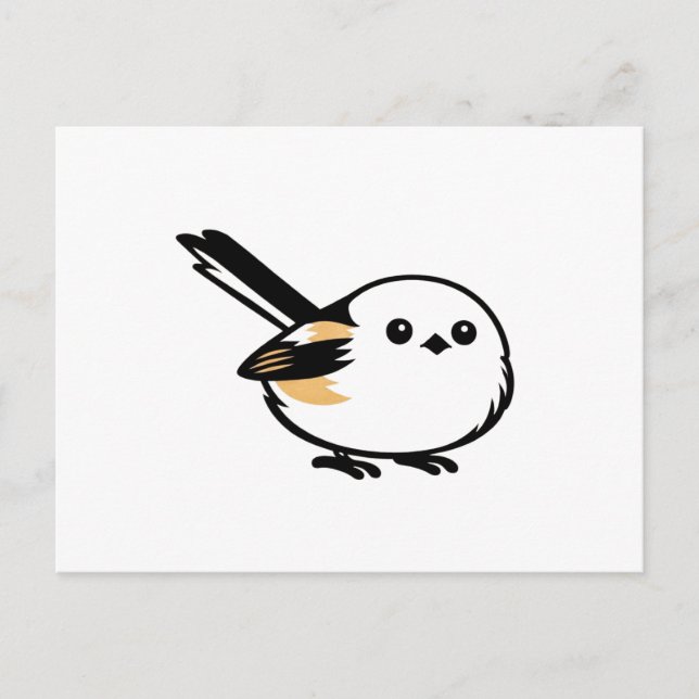 Quiet Minimal Long-Tailed Tit Illustration Postkarte (Vorderseite)