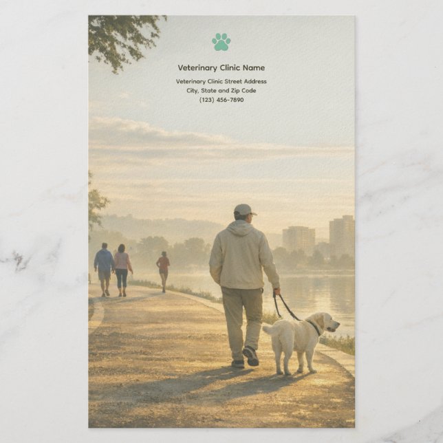 Quiet Morning Walk – Veterinary Clinic Stationery  Briefpapier (Vorderseite)