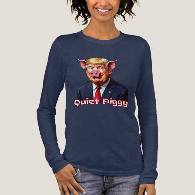 Quiet Piggy | Anti-Trump Political Humor Tri-Blend Shirt (Vorderseite)
