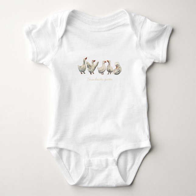 Quiet Quack: White Duck Starry Night Goose Baby Strampler (Vorderseite)
