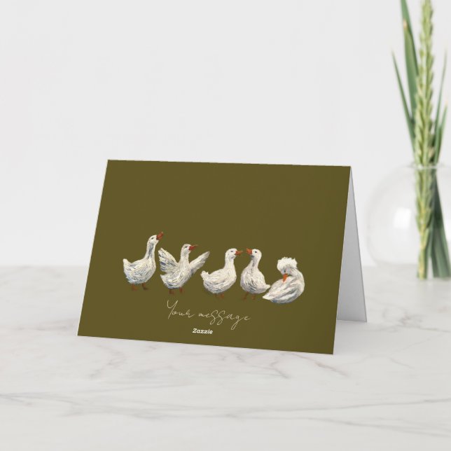 Quiet Quack: White Duck Starry Night Goose Karte (Rückseite)