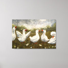 Quiet Quack: White Duck Starry Night Goose Leinwanddruck