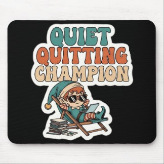 Quiet Quitting Elf Funny Office Humor Dark Mode Mousepad
