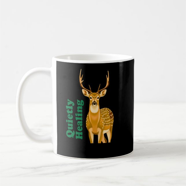 Quietly Healing Minimal Deer Mental Health Kaffeetasse (Links)