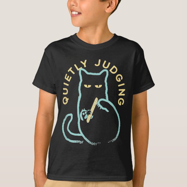 Quietly Judging Funny Novelty Cat Lover Cat Owner  T-Shirt (Vorderseite)