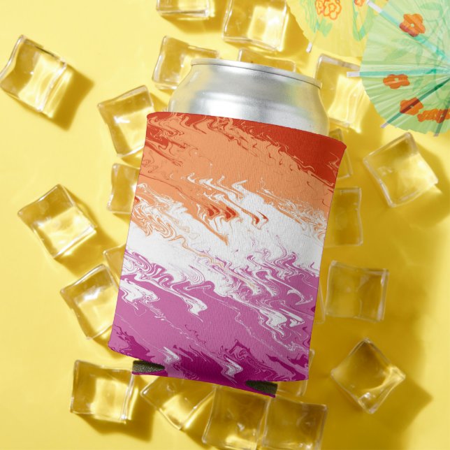 Quiggly Trippy Groovy Abstrakte Lesbian-Stolperfla Dosenkühler (In Situ Sommer)