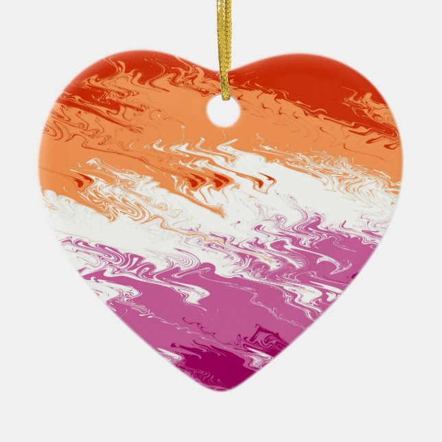 Quiggly Trippy Groovy Abstrakte Lesbian-Stolperfla Keramik Ornament (Vorne)