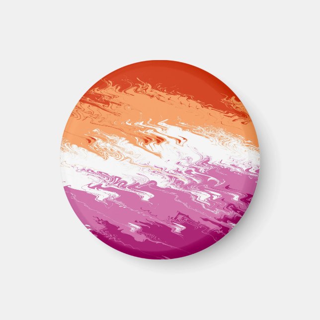 Quiggly Trippy Groovy Abstrakte Lesbian-Stolperfla Magnet (Vorne)