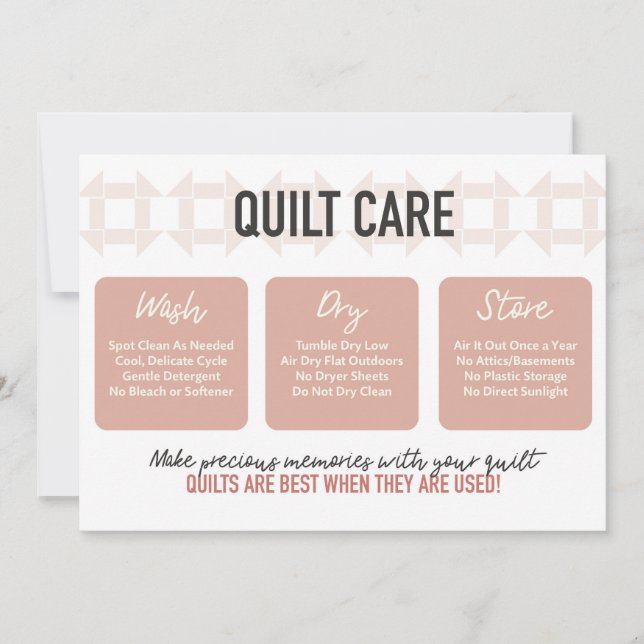 QuilCare Card - Modernes Design - Rosa Dankeskarte (Vorderseite)