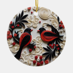 "Quill Christmas Birds Ornament" Keramik Ornament