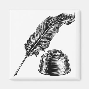 Quill Feather Pen und Tinte gut Magnet