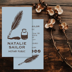 Quill Feder Tintenstift Logo Notar PUBLIC CUSTOM Visitenkarte