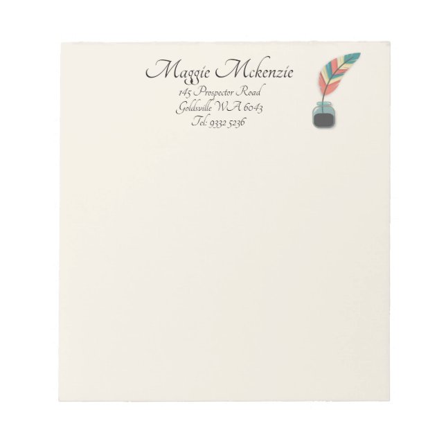 Quill in einer Flasche Tinte Notizblock (Vorderseite)