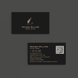 Quill Mobile Notary Black Gold QR Code Visitenkarte