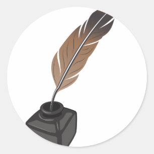 Quill Pen Runder Aufkleber
