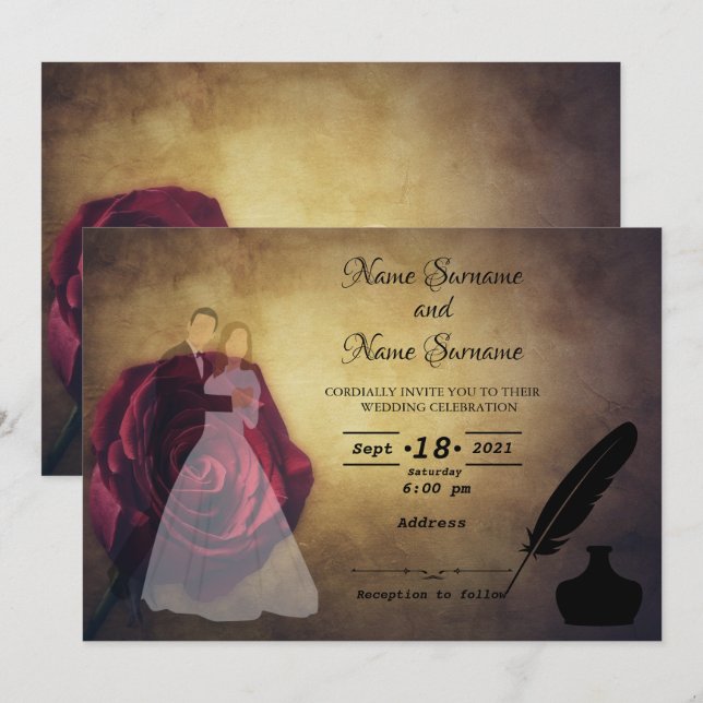 Quill und inkwell einladung (Vorne/Hinten)