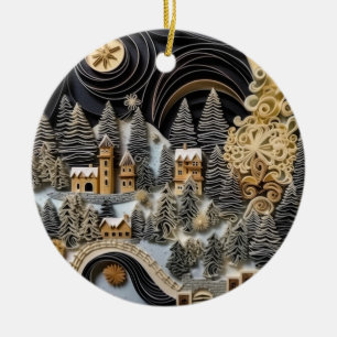 Quill Winter Wonderland Village Keramik Ornament