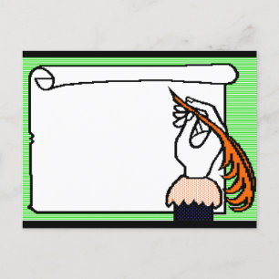 Quill, writing instrument postkarte