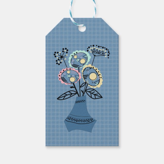 Quillen, Blume in Vase Geschenkanhänger (Vorderseite)