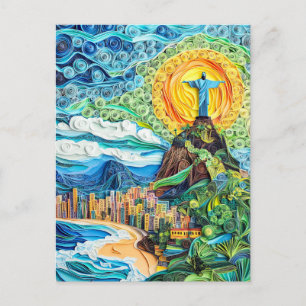 Quilling Christus der Erlöser in Rio Postkarte