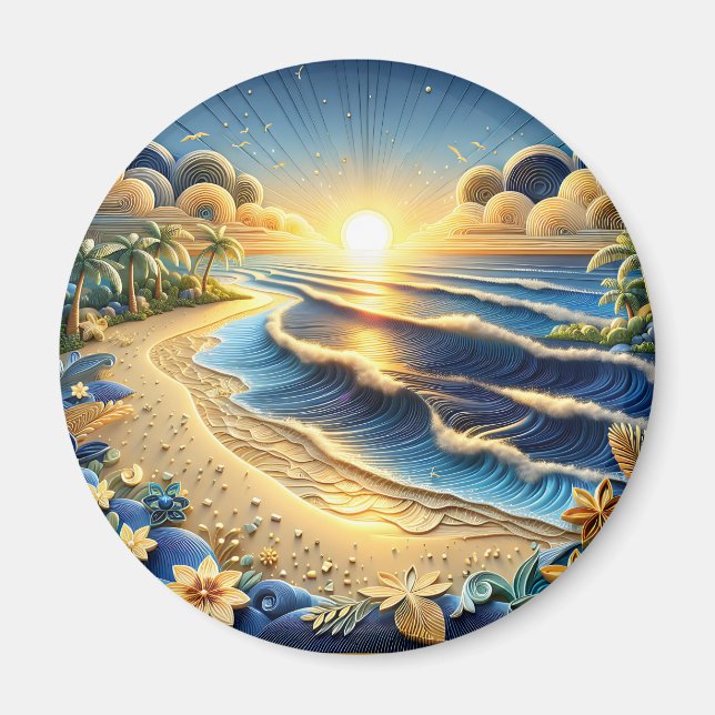Quilling Effect von Ocean View Tropical Paper Magnet (Vorne)