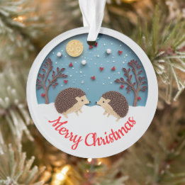Quilling-Effekt 2 Igel zu Weihnachten Ornament