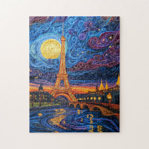 Quilling Eiffelturm im Mondlicht in Paris Puzzle