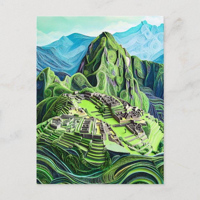 Quilling Machu Picchu archäologische Stätte Postkarte (Vorderseite)