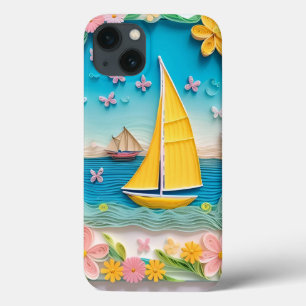 Quilling-Naturszene mit Segelboot Case-Mate iPhone Hülle