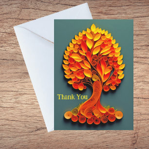 Quilling Orange Herbstbaum Illustration Danke Feiertagskarte