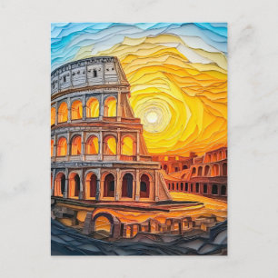 Quilling Sunset am Kolosseum in Rom Postkarte