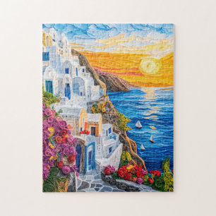 Quilling Sunset in Santorini Oia Puzzle