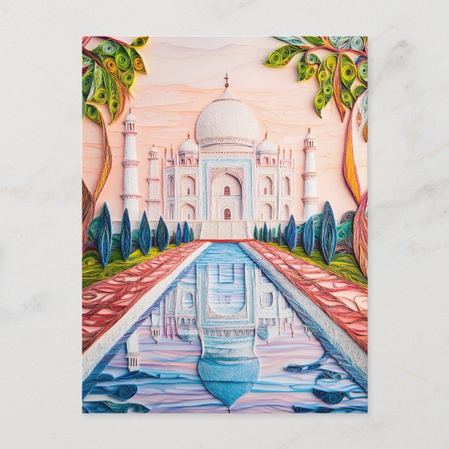 Quilling Taj Mahal bei Sunrise Postkarte (Vorderseite)