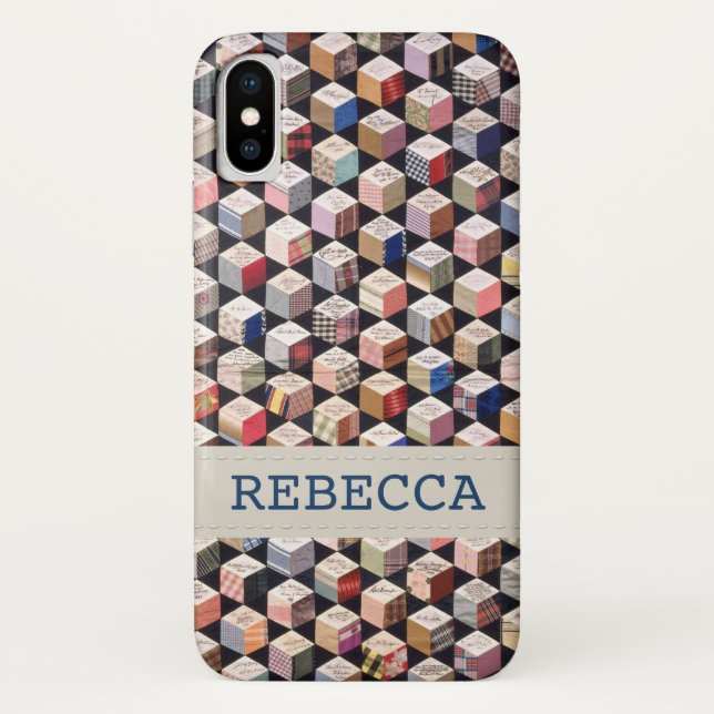 Quilt | Antike Tumbling Blocks Patchwork Case-Mate iPhone Hülle (Rückseite)